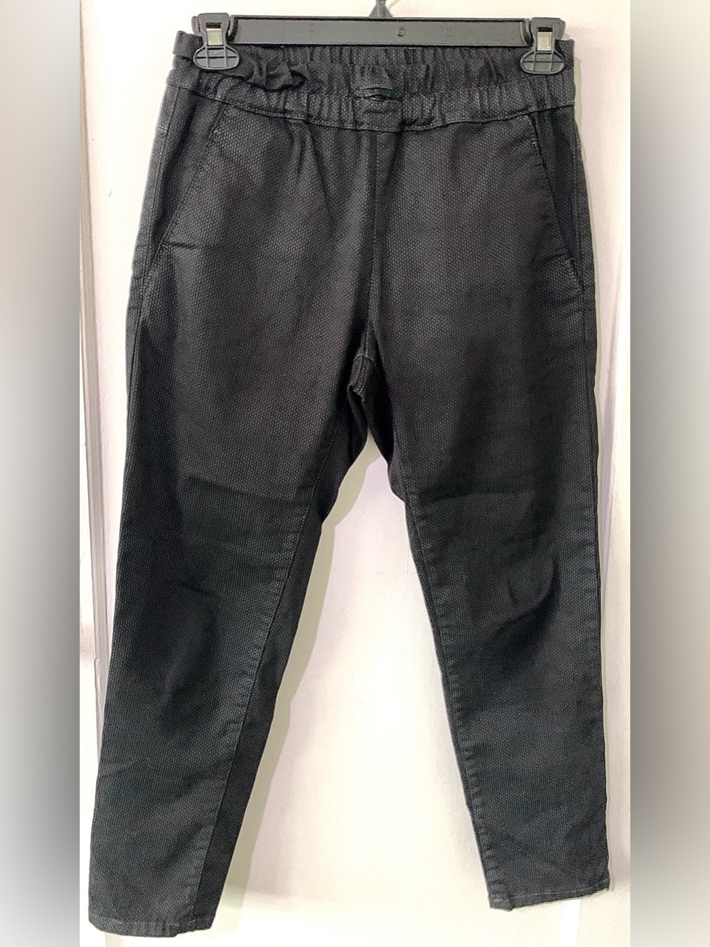 Bevy Flog Danna Black Micro Check Pull On Trouser Pants